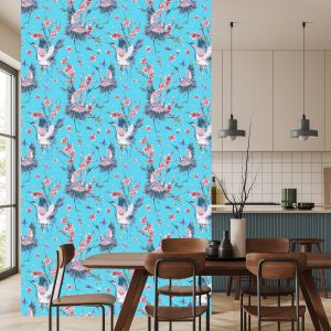 Papier Peint Grues, Papillons Et Fleurs – Image 4