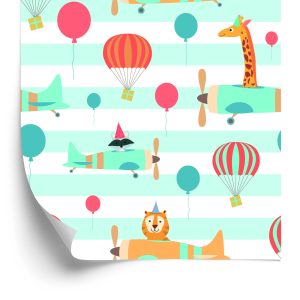 Papier Peint Ballons Avions Animaux Chambre D'enfant – Image 2
