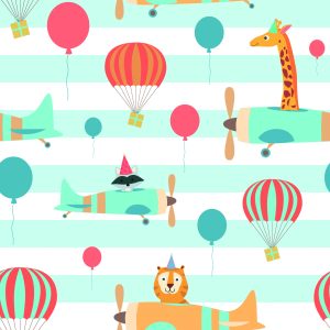 Papier Peint Ballons Avions Animaux Chambre D'enfant – Image 1