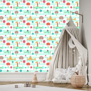 Papier Peint Ballons Avions Animaux Chambre D'enfant – Image 3