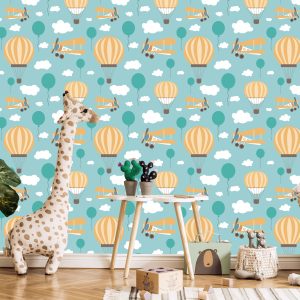 Papier Peint Pour Les Enfants, Ballons, Nuages, Avions, Ciel – Image 5