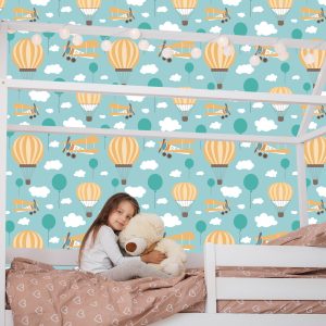Papier Peint Pour Les Enfants, Ballons, Nuages, Avions, Ciel – Image 7