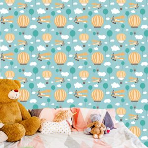 Papier Peint Pour Les Enfants, Ballons, Nuages, Avions, Ciel – Image 6