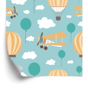 Papier Peint Pour Les Enfants, Ballons, Nuages, Avions, Ciel – Image 2