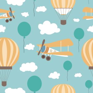 Papier Peint Pour Les Enfants, Ballons, Nuages, Avions, Ciel – Image 1