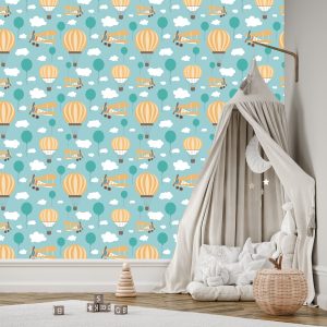 Papier Peint Pour Les Enfants, Ballons, Nuages, Avions, Ciel – Image 3