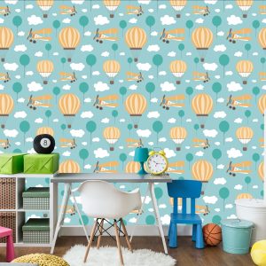 Papier Peint Pour Les Enfants, Ballons, Nuages, Avions, Ciel – Image 4