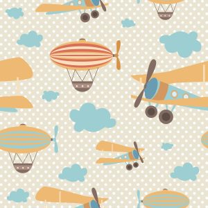 Papier Peint Avions De Nuages ​​Colorés Pour Une Chambre D'enfant – Image 1