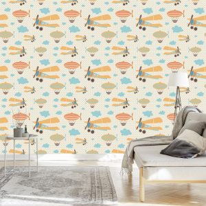 Papier Peint Avions De Nuages ​​Colorés Pour Une Chambre D'enfant – Image 3
