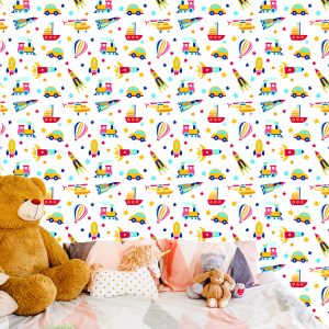 Papier Peint Ballons, Voitures, Hélicoptères, Pour Une Chambre D'enfant – Image 6