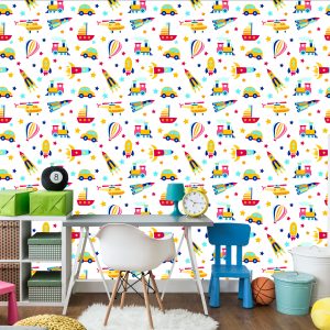 Papier Peint Ballons, Voitures, Hélicoptères, Pour Une Chambre D'enfant – Image 4