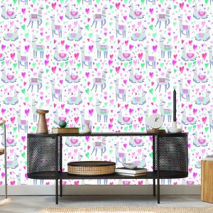Papier Peint Pour La Chambre De Bébé D'un Lama Et Des Fleurs Colorées – Image 5