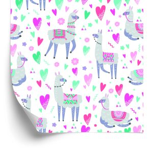Papier Peint Pour La Chambre De Bébé D'un Lama Et Des Fleurs Colorées – Image 2