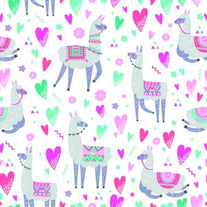 Papier Peint Pour La Chambre De Bébé D'un Lama Et Des Fleurs Colorées – Image 1