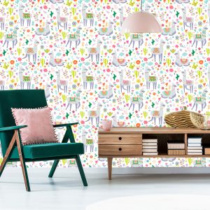 Papier Peint Animaux, Plantes, Chambre D'enfant En Lama – Image 6