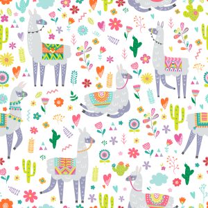 Papier Peint Animaux, Plantes, Chambre D'enfant En Lama – Image 1