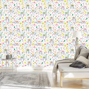 Papier Peint Animaux, Plantes, Chambre D'enfant En Lama – Image 3