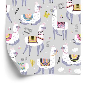 Papier Peint Animaux Colorés Pour La Chambre De Bébé Du Lama – Image 2