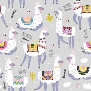 Papier Peint Animaux Colorés Pour La Chambre De Bébé Du Lama – Image 1