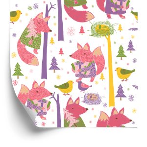 Papier Peint Pour Les Enfants - Renard Et Oiseaux Dans La Forêt – Image 2
