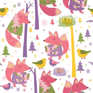 Papier Peint Pour Les Enfants - Renard Et Oiseaux Dans La Forêt – Image 1