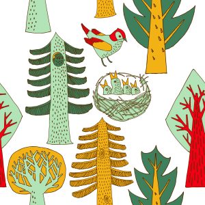 Papier Peint Arbre À Oiseaux Pour Chambre De Bébé – Image 1