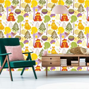 Papier Peint Pour Les Enfants - Happy Forest Animals – Image 6