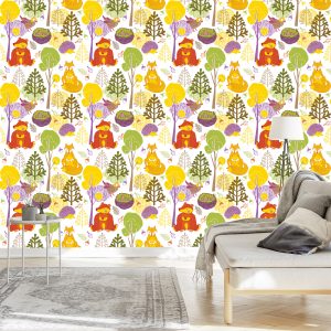 Papier Peint Pour Les Enfants - Happy Forest Animals – Image 3