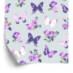 Papier Peint Dans Papillons, Roses, Fleurs De La Nature Pour Le Salon – Image 2