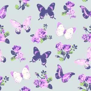 Papier Peint Dans Papillons, Roses, Fleurs De La Nature Pour Le Salon – Image 1