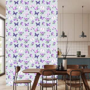 Papier Peint Dans Papillons, Roses, Fleurs De La Nature Pour Le Salon – Image 4