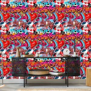 Papier Peint Graffiti Avec Des Nuances De Rouge – Image 5