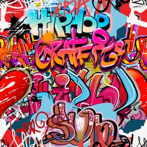 Papier Peint Graffiti Avec Des Nuances De Rouge – Image 1