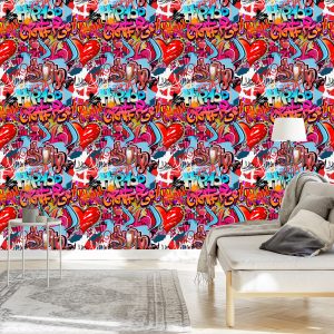 Papier Peint Graffiti Avec Des Nuances De Rouge – Image 3