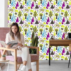 Papier Peint Pour Les Enfants - Matinée Des Animaux De La Forêt – Image 7