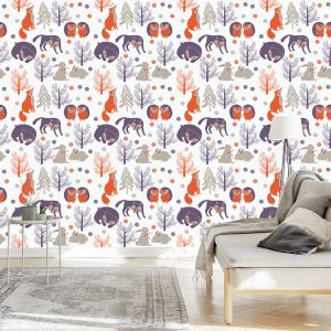 Papier Peint Pour Les Enfants - Animaux De La Forêt – Image 3