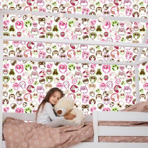 Papier Peint Pour La Chambre Des Filles Hiboux Colorés Oiseaux – Image 7