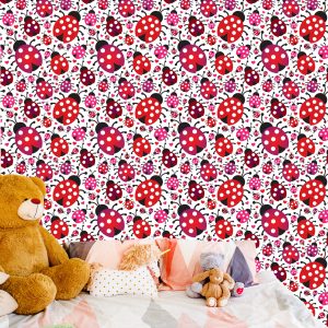 Papier Peint Pour La Chambre Des Filles, Coeurs De Coccinelles – Image 6