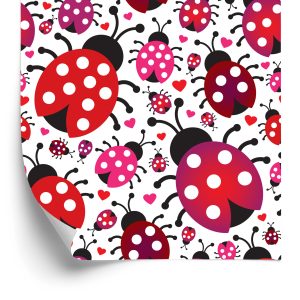 Papier Peint Pour La Chambre Des Filles, Coeurs De Coccinelles – Image 2