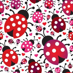 Papier Peint Pour La Chambre Des Filles, Coeurs De Coccinelles – Image 1