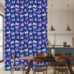 Papier Peint Dans Le Hall, Papillons, Fleurs, Feuilles, Roses – Image 4