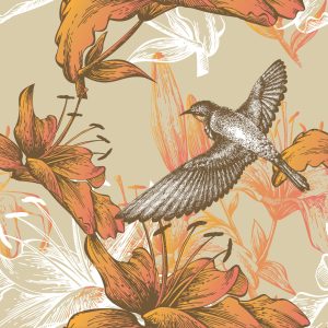 Papier Peint Oiseaux Et Fleurs – Image 1