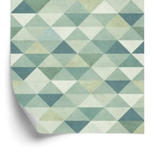 Papier Peint Triangles Rétro Dans Les Tons Verts – Image 2