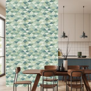 Papier Peint Triangles Rétro Dans Les Tons Verts – Image 4