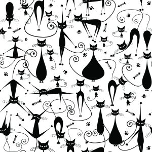 Papier Peint Chats Heureux Noirs – Image 1