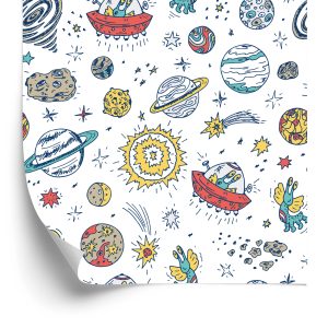 Papier Peint Planètes Étoilées Et Ovni – Image 2