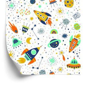 Papier Peint Vaisseaux Spatiaux De La Planète Pour Enfants – Image 2