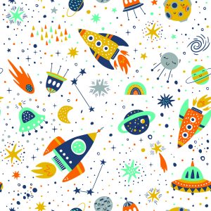 Papier Peint Vaisseaux Spatiaux De La Planète Pour Enfants – Image 1