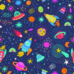Papier Peint Galaxie Colorée Et Fusées – Image 1