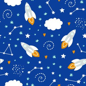 Papier Peint Fusées Spatiales Et Coeurs – Image 1